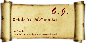 Orbán Jávorka névjegykártya